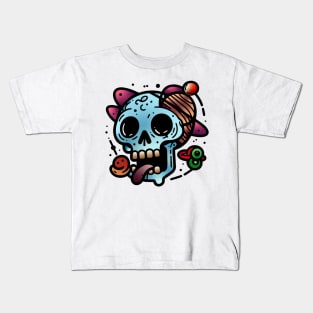 Funky Skull Modern Color Art Merchandise Design Kids T-Shirt